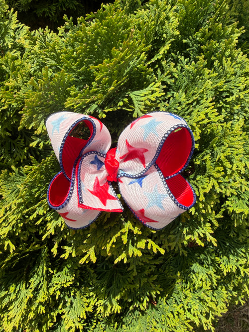 Patriotic Star Hair Bows 4th of July