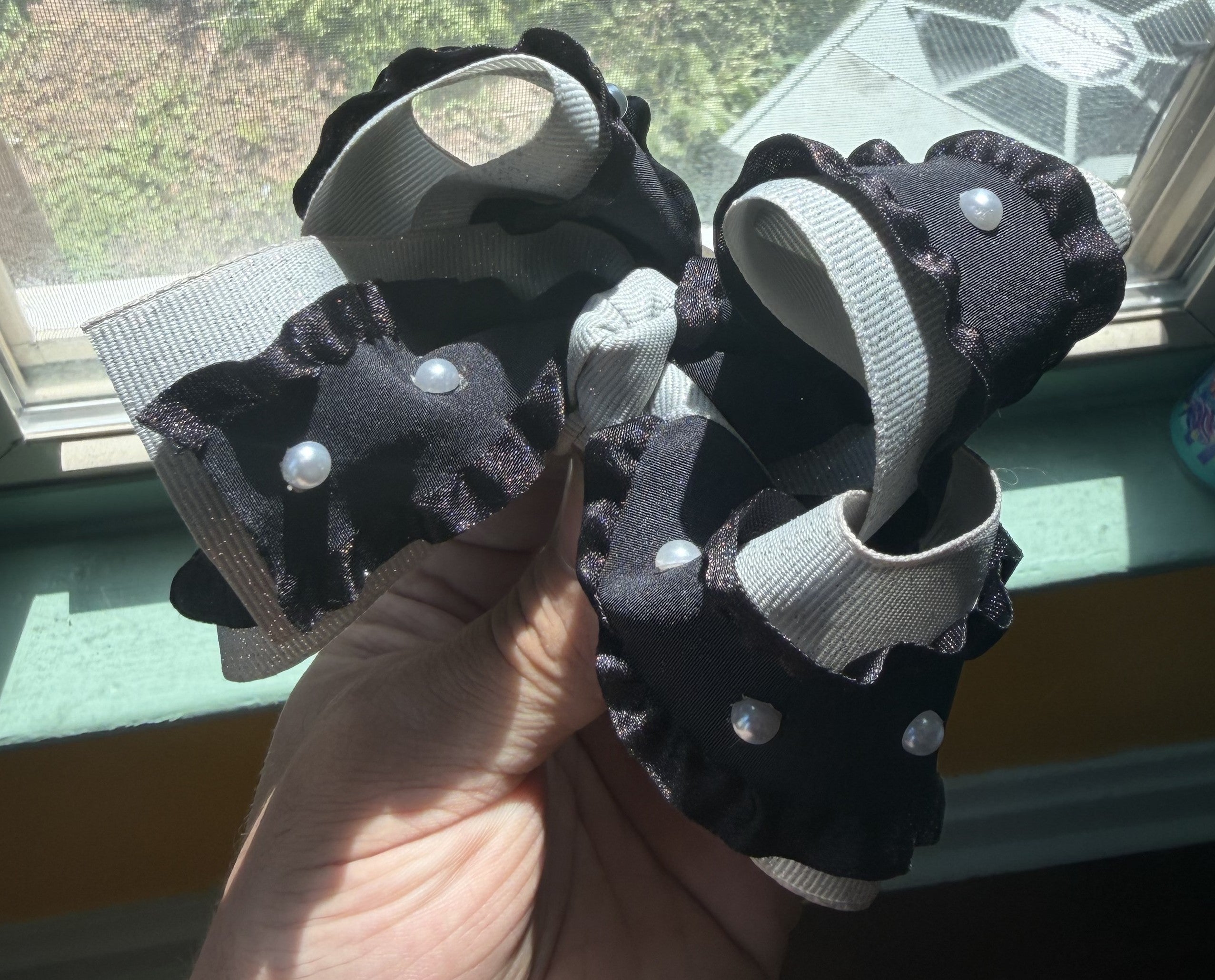 Grey Pearl Styled Hairbow | Custom Babygirl Bow