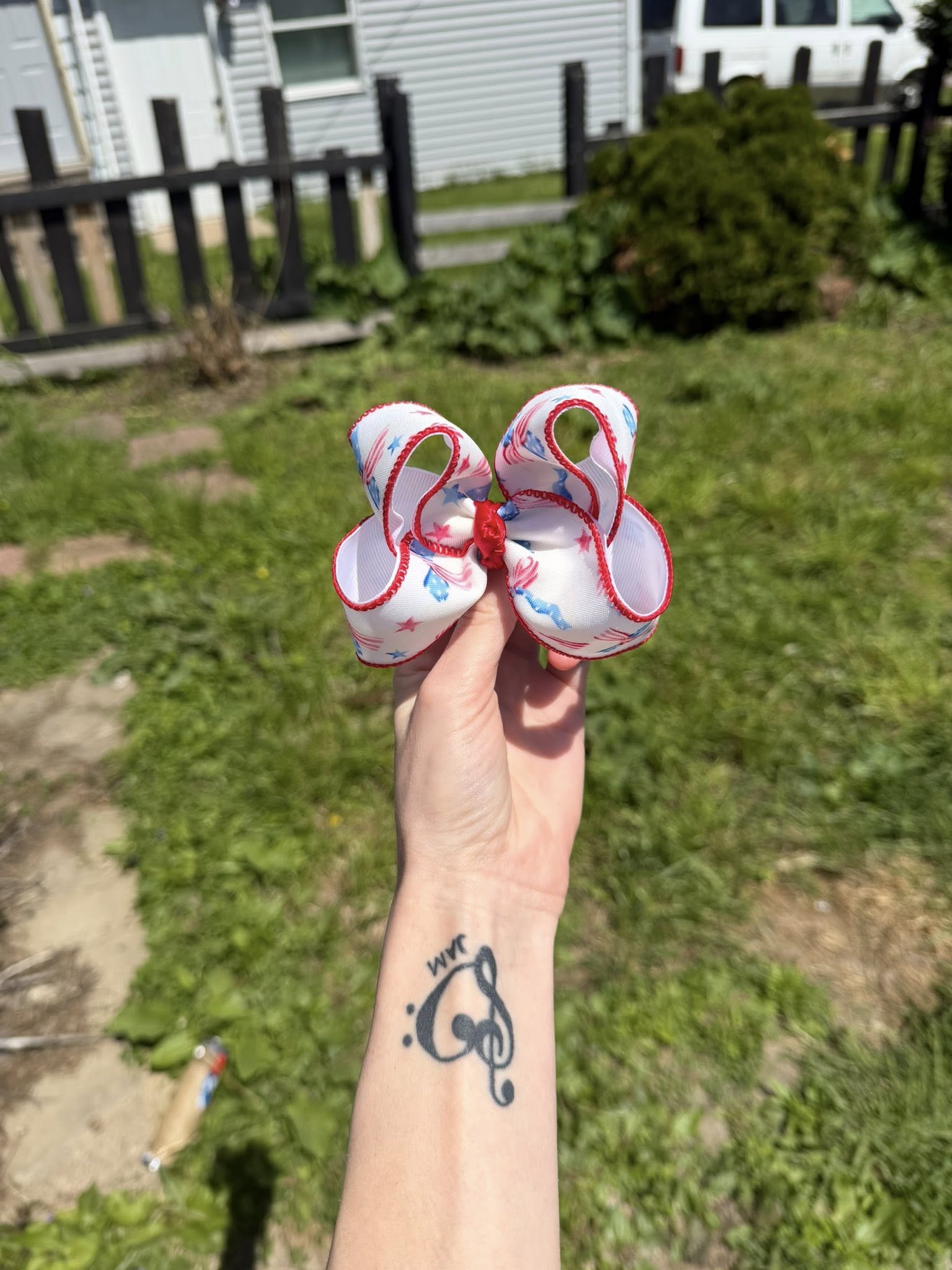 Fourth of July patriotic bow set